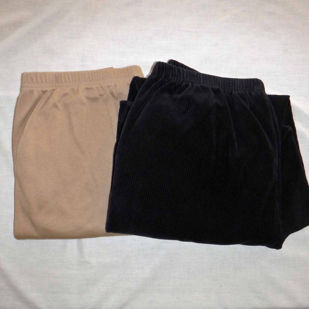 Land's End Knit Pants (18-20) - Black Cord & Camel